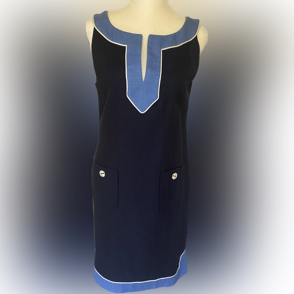 Nautical Blue Anne Klein Sheath w/V yoke